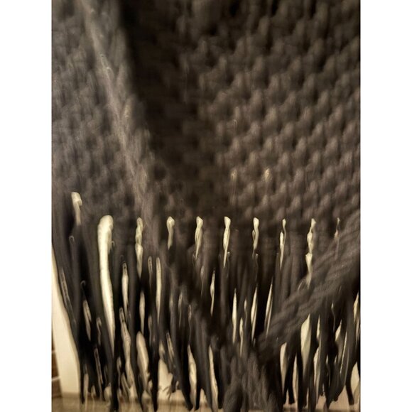 Danielle Nicole Black Macrame Shoulder Bag w/ Wood Handle  # 10.5" x 9" # 3059 - Picture 4 of 8